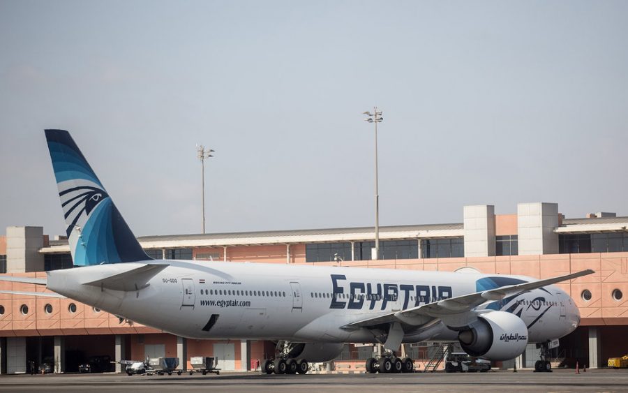 CAIRO, EGYPT - MAY 20: An EgyptAir plane is seen parked the terminal at Cairo International Airport on May 20, 2016. Debris including seats and personal belongings from EgyptAir Flight 804 which crashed in the Mediterranean carrying 66 people on Thursday was found 180 miles north of Alexandria, Egyptian military confirmed. (Photo by Chris McGrath/Getty Images)