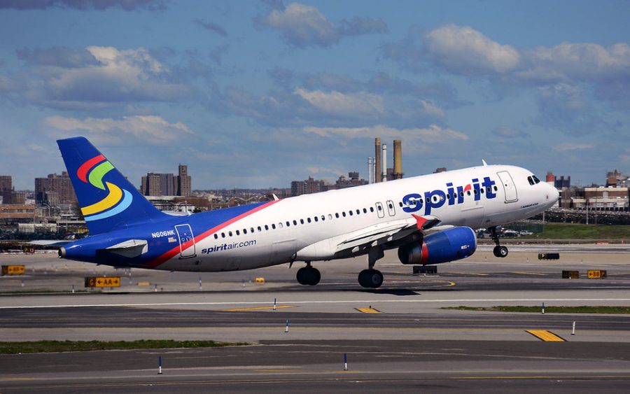 NEW YORK, NY - APRIL 28, 2015: A Spirit Airlines passenger aircraft (Airbus A320) takes off from LaGuardia Airport in New York City, New York. (Photo by Robert Alexander/Getty Images)