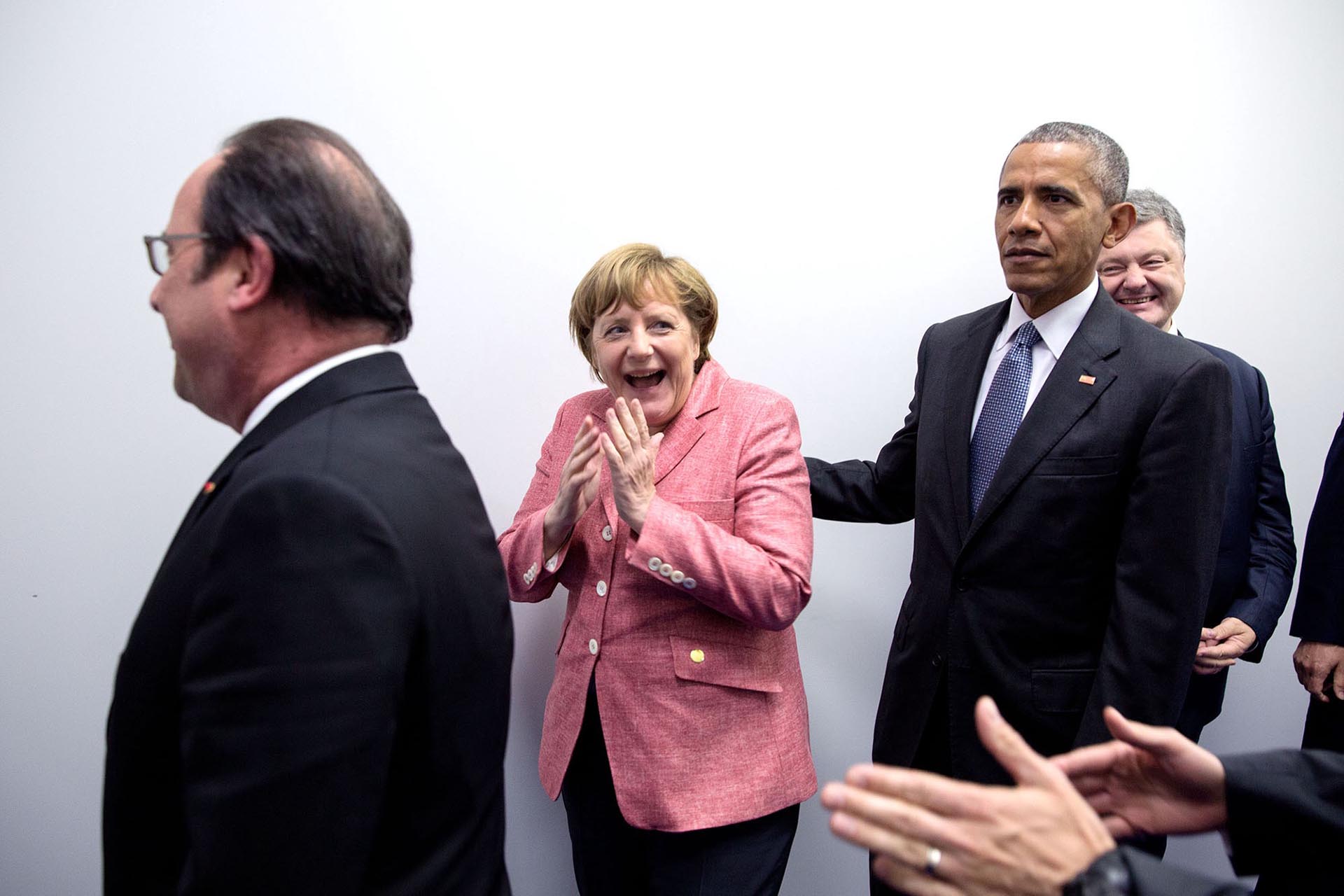 Con la canciller alemana, Angela Merkel