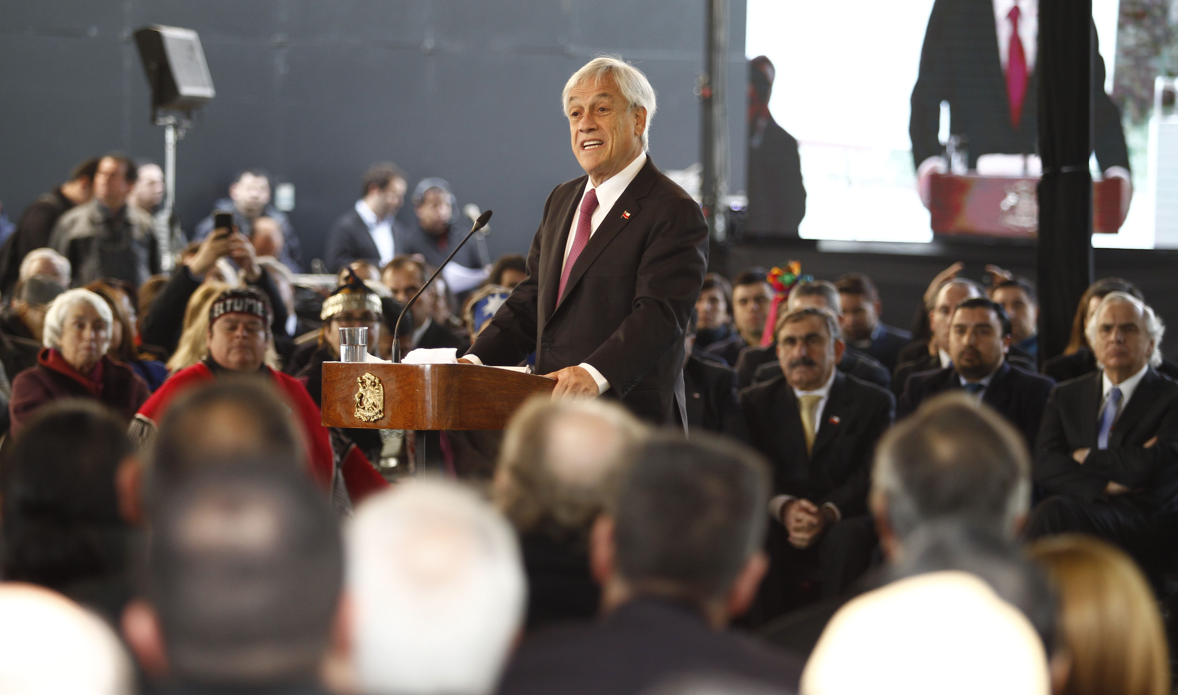 24 de Septiembre del 2018/TEMUCO El Presidente Sebastián Piñera junto al ministro del Interior y Seguridad Pública, , el ministro de Desarrollo Social y el Intendente de la Araucaníal, anuncia el Acuerdo Nacional por el Desarrollo y la Paz en La Araucanía. FOTO: RODRIGO SAENZ/AGENCIAUNO