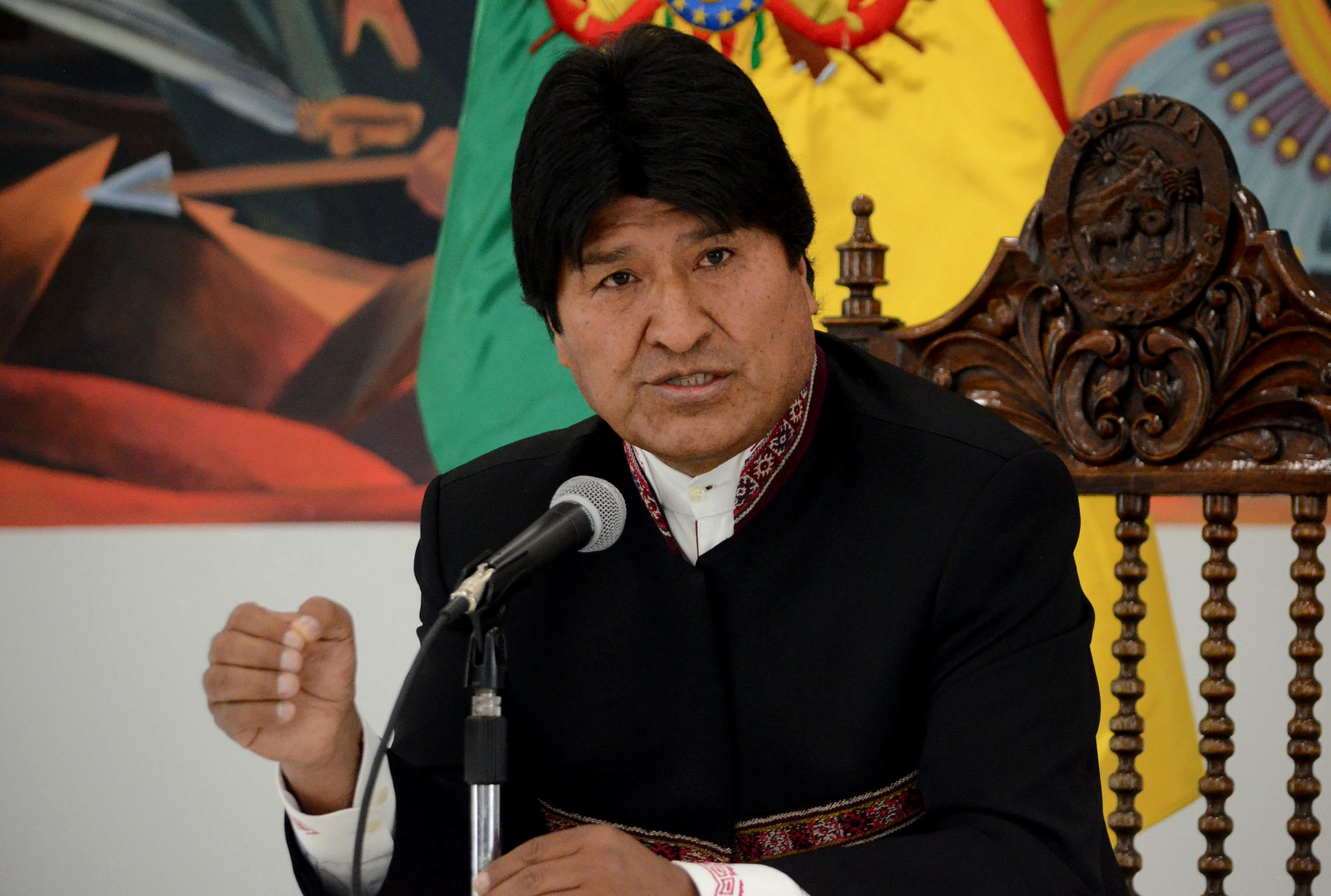 2 de Octubre del 2018/ LA PAZ El presidente Evo Morales, realiza conferencia de prensa en la casa Grande del Pueblo, en donde se refirió al fallo de La Halla y las contradicciones que el encuentra por parte de la CIJ. FOTO: AGENCIAUNO.