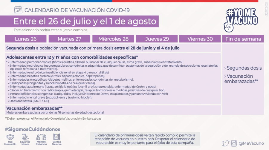 calendario de vacunación 26 de julio